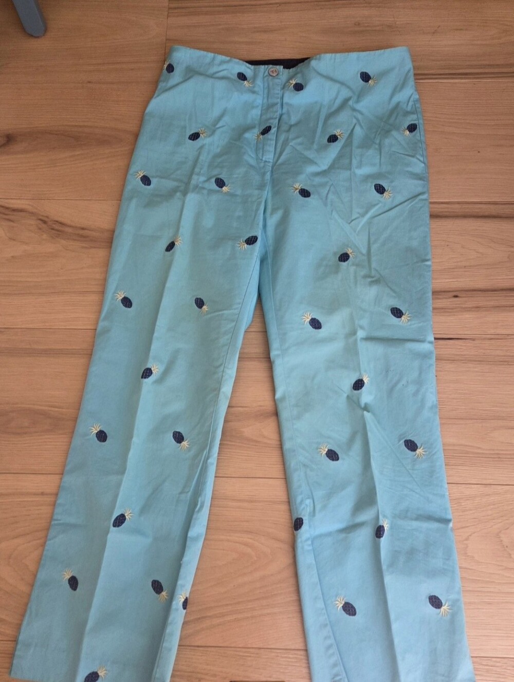 Tommy Hilfiger Navy, White & Aqua Pineapple Embroider Ankle Pants